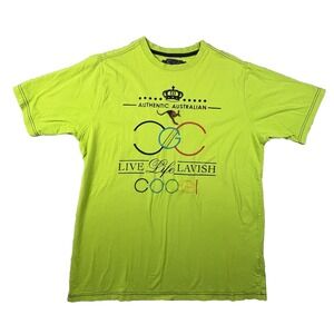 Coogi Men's XL Neon Green Live Life Lavish Graphic T Shirt Embroidered Logo